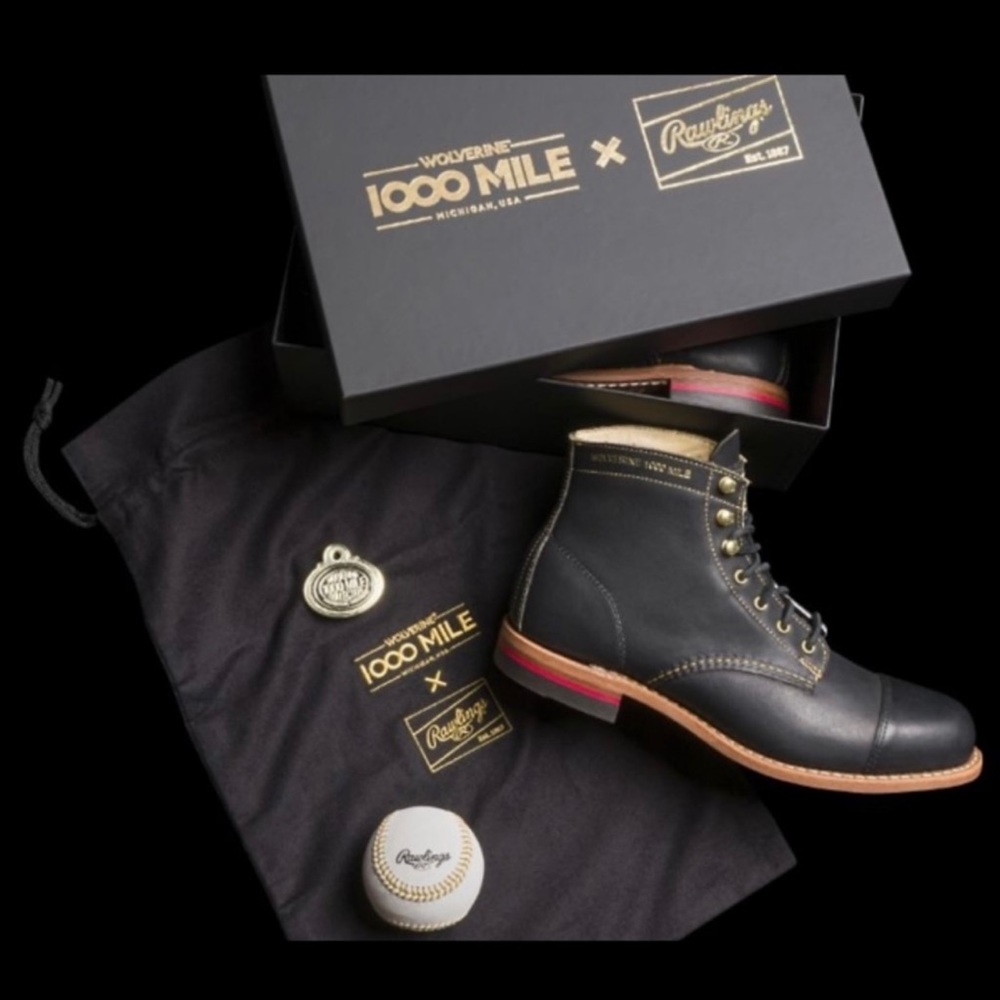 Wolverine 1000 Mile X Rawlings Gold Glove Award Cap-Toe Boot.